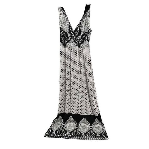 M.K.M Designs‎ Maxi Dress Sleeveless Black White Patterned Casual Rockabilly Sm - Picture 1 of 8